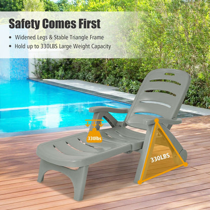5 Position Adjustable Folding Lounger Chaise Chair