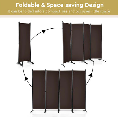 4-Panel Room Divider with Steel Frame