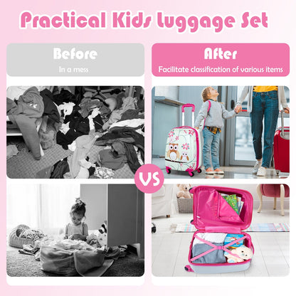 Kids Luggage Set 12" & 16" with Backpack - Green Astronaut