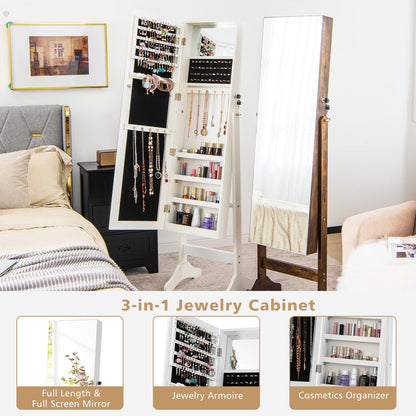 Standing Jewelry Cabinet with Full Length Mirror