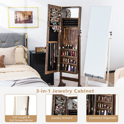 Standing Jewelry Cabinet with Full Length Mirror