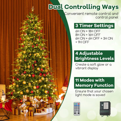 7.5 Feet Pre-Lit Artificial Christmas Tree with Warm White LED Lights
