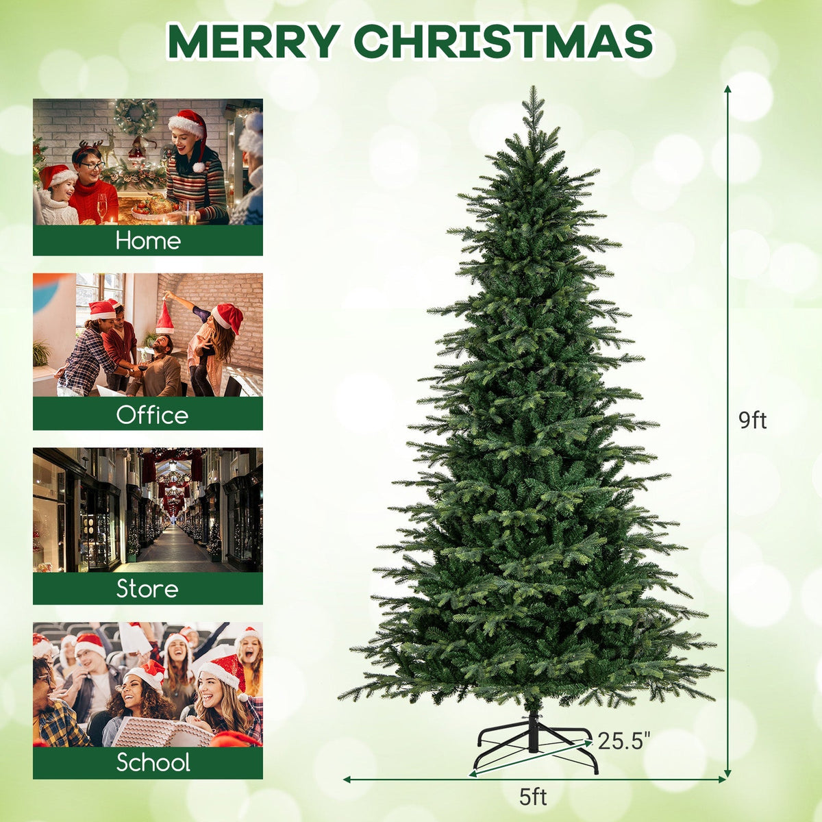 7.5 Feet Pre-Lit Artificial Christmas Tree with Warm White LED Lights