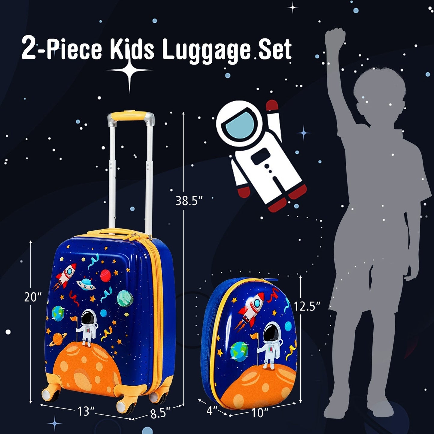 2PC Kids Luggage Set Rolling Suitcase & Backpack-Pink