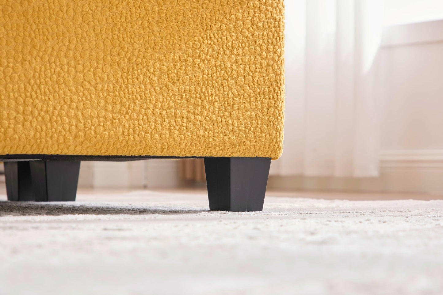 Sectional Sofa U-Shape 6 Seat Mustard Yellow Storage Ottoman
