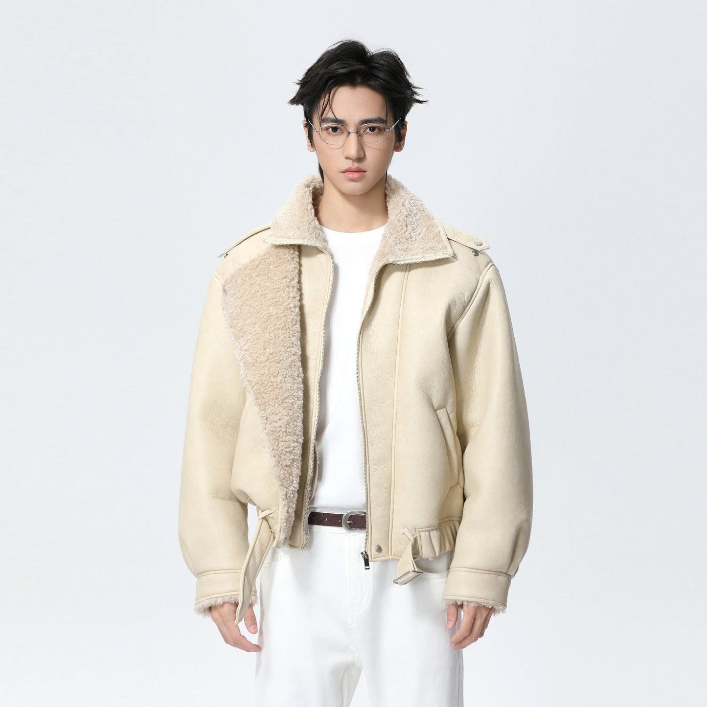 Turn-down Collar Fur-lined Thickened Warm Jacket Coat