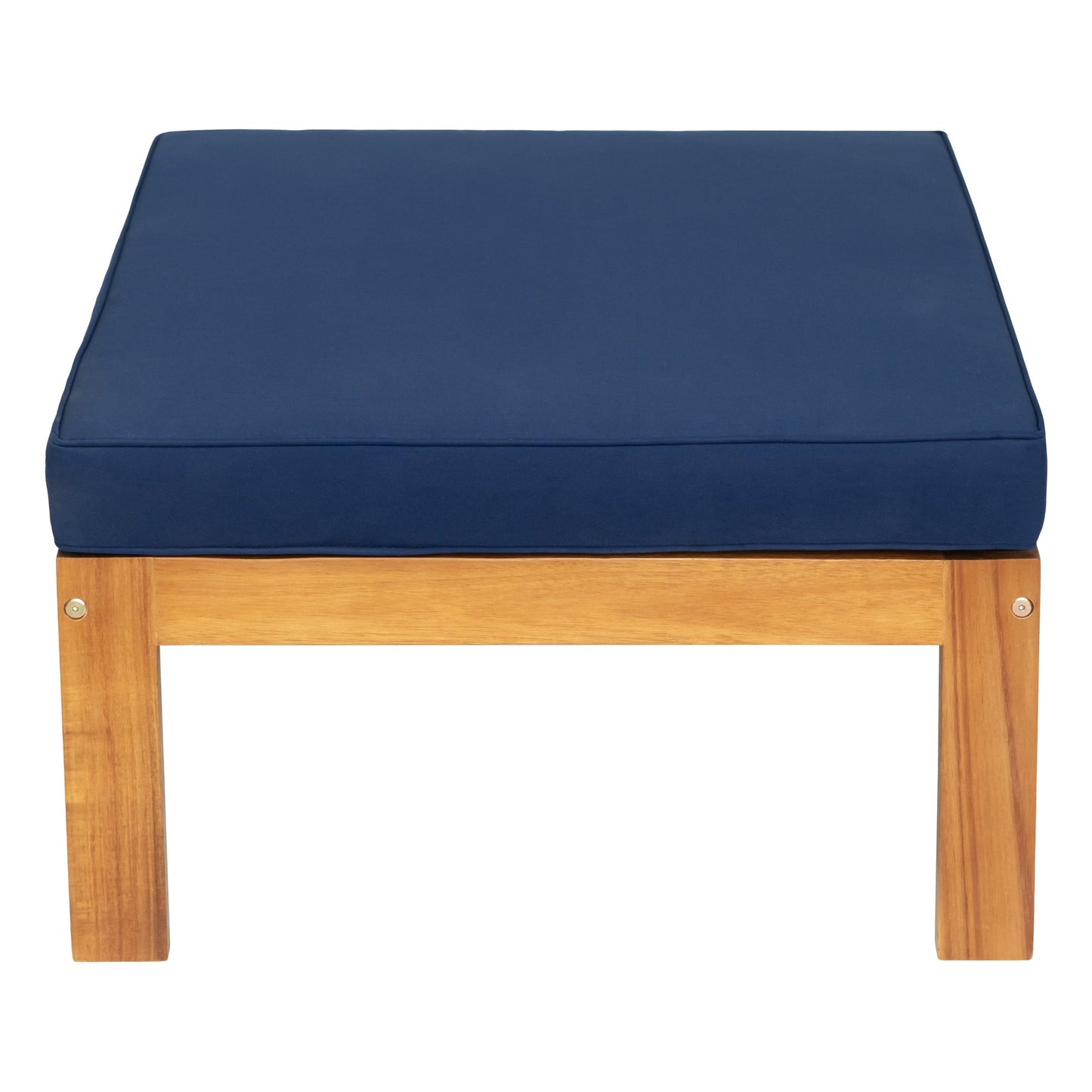 Outdoor Patio Sectional Set Acacia Wood Natural Blue Cushions 5 Piece