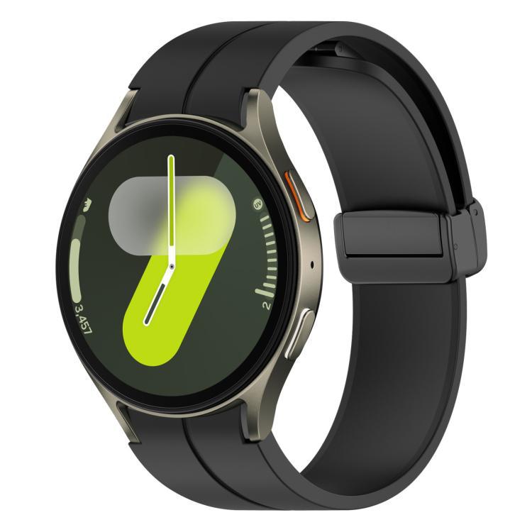 Folding Magnetic Black-clasp Silicone Watch Strap