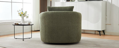 Accent Chair Swivel Barrel Chenille Green 360 Degree Pocket Spring 38 In