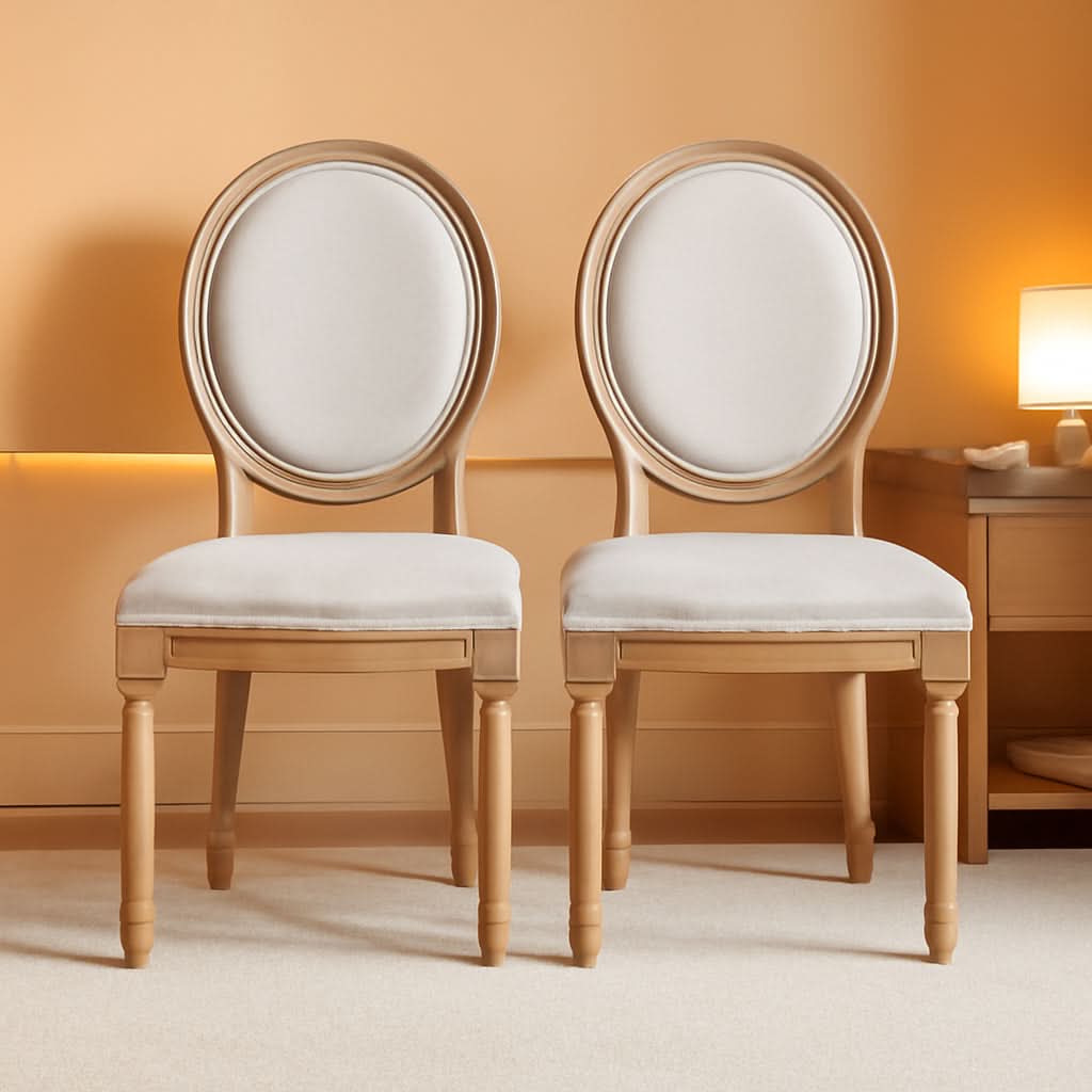 Phinnaeus Beige Polyester Fabric Dining Chairs Set Of 2