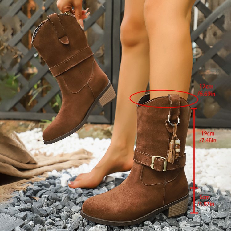 Thin Thick-soled Martin Boots With Elastic Suede