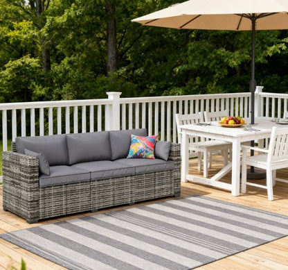 Outdoor Sofa PE Rattan 3-Seat 79" Gray