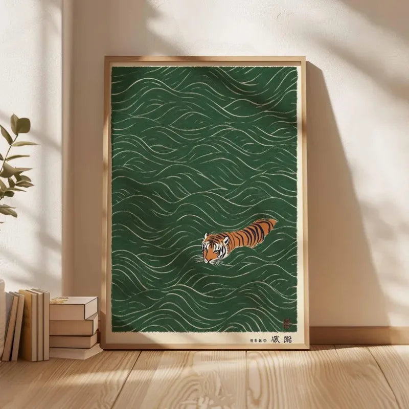 Japanese Traditional Asian Landscape Poster Retro Ukiyo-e Zen Ink Mountain Scenery Canvas Painting Wall Art for Room Home Decor