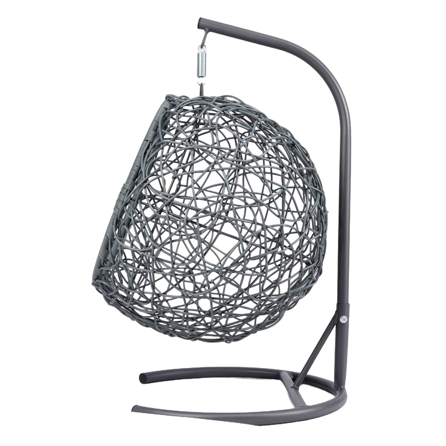 Cat Swing Bed with Stand and Cushion, Rattan Wicker Egg Chair Style, Gray