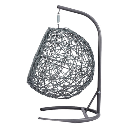 Cat Swing Bed with Stand and Cushion, Rattan Wicker Egg Chair Style, Gray