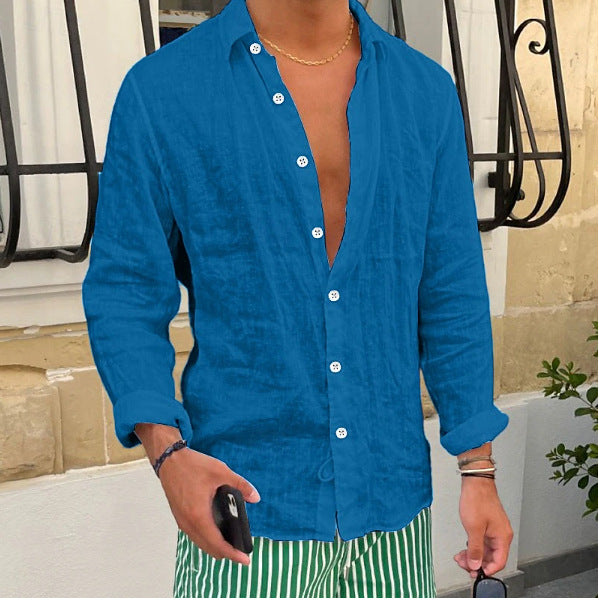 Solid-color Casual Everyday Long-sleeve Lapel Springsummer Clothing