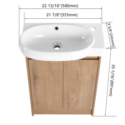 23' Freestanding Bathroom Vanity with Sink, Soft Close Doors