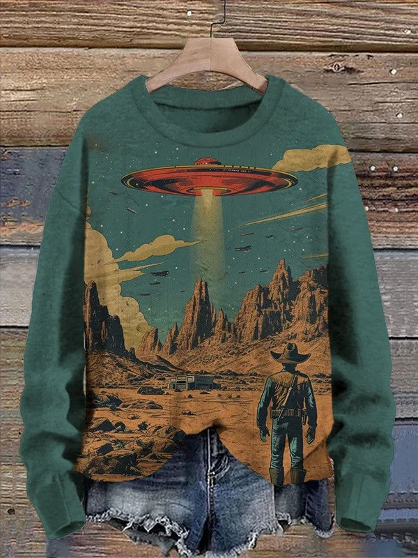 Fashionable Printed Sweatshirt With Long Sleeves