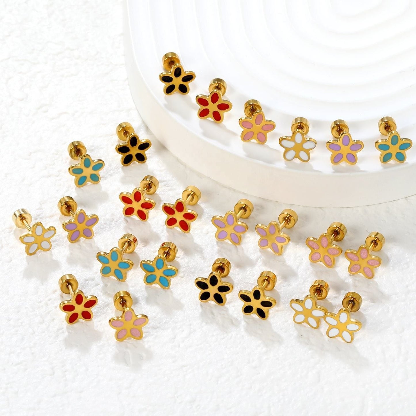 Cute And Sweet Crown-flower Earrings Stainless Steel Stud Earrings