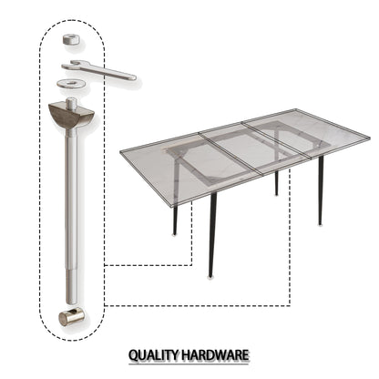 47'-63' expandable dining table set for 2-6 people, equipped with PU fabric