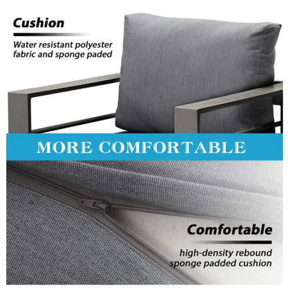3-Seat Outdoor Aluminum Sofa 74" Dark Gray