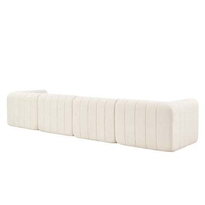 Sectional Sofa Modular Polyester Beige 4 Seat 145 In No Assembly