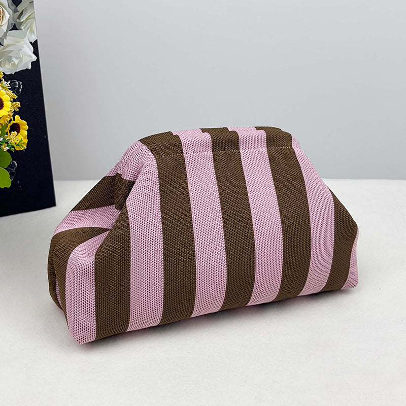 Womens Knitted Bag Striped Clutch
