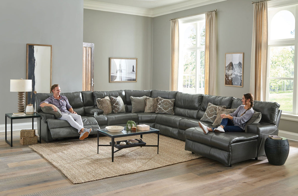 Como - 7 Piece Italian Leather Match Reclining Sectional
