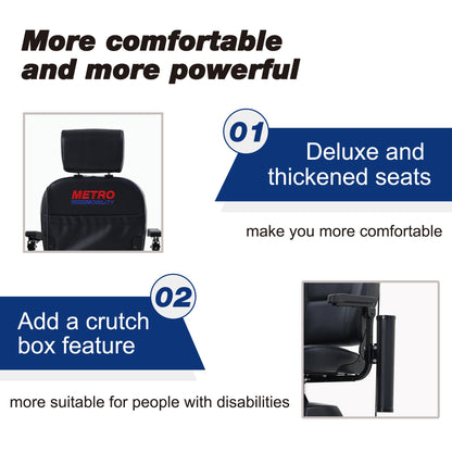 Mobility Scooter 4-Wheel Metal Blue 16 Mile USB 360 Swivel Seat Anti-Tip