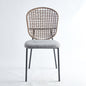 Dining Chair Sennit Style Black Metal Frame Natural Fiber Seat Set of 4