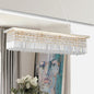 39.4" Rectangle Crystal Raindrop Chandelier | 8-Light Modern Pendant for Dining Room & Kitchen Island — Chrome or Gold, E12