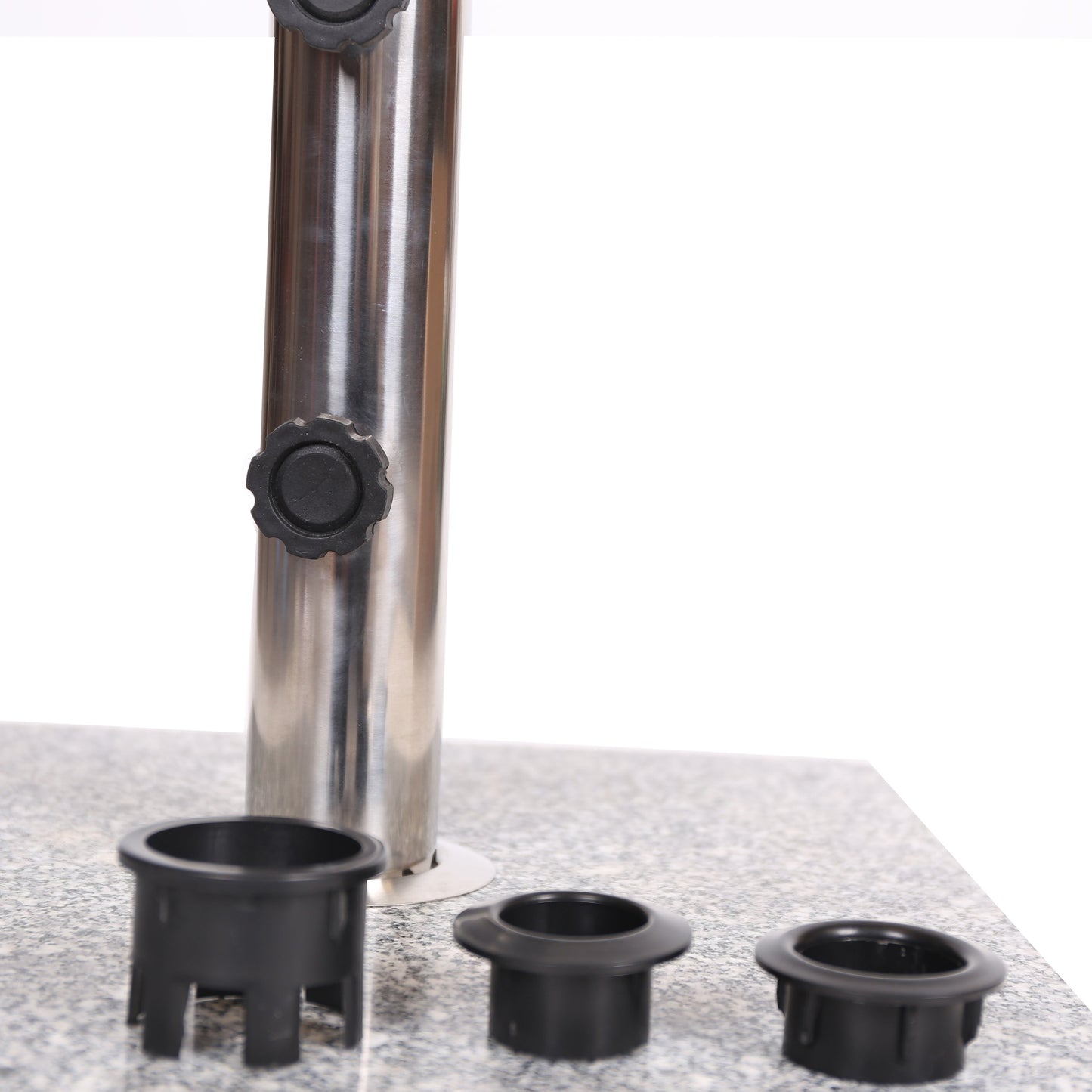 Patio Umbrella Base Square Granite Stainless Steel Gray 55 LB 15.75 In