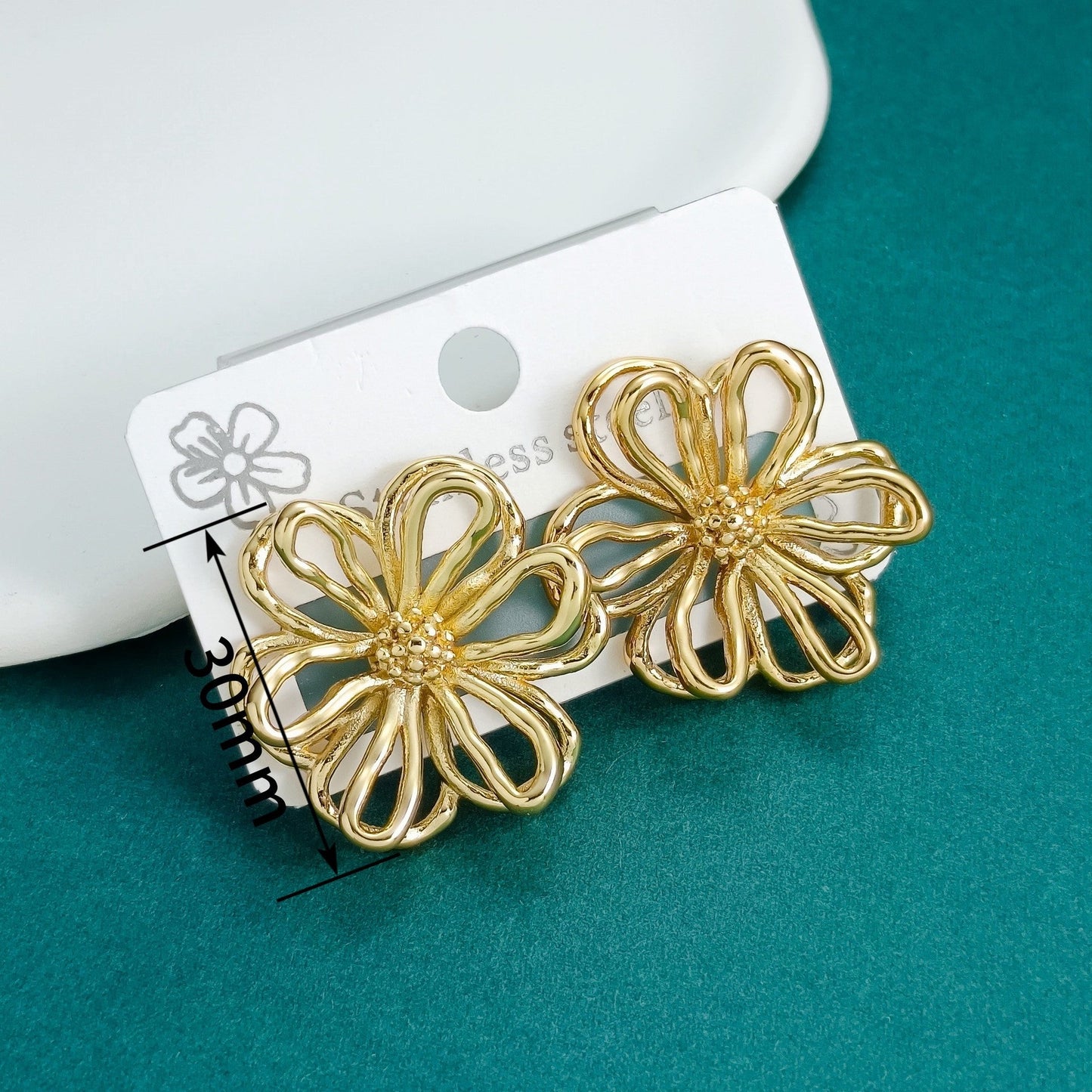 Double-layer Flower Stainless Steel Earrings Light Luxury With A Premium Feel