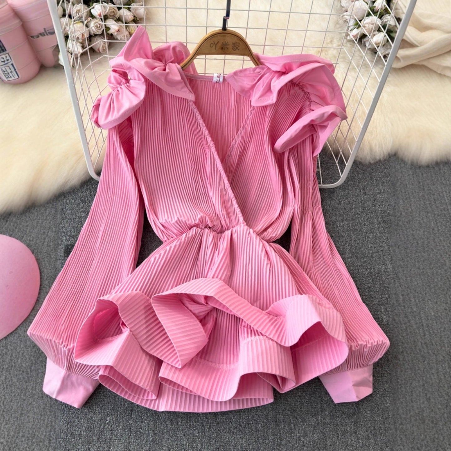 Ruffled-waist Blouse For Women Niche Style