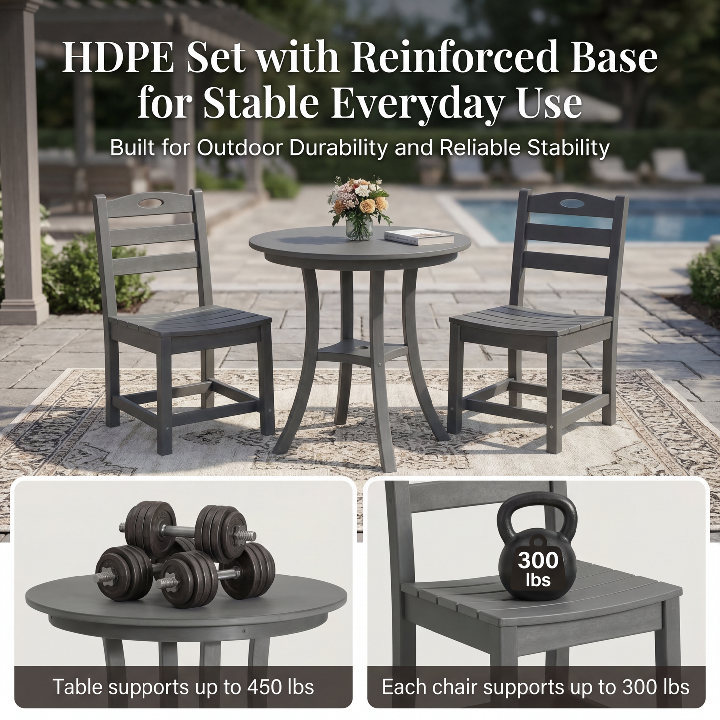 Outdoor Bistro Dining Set Round Table 2 Seat