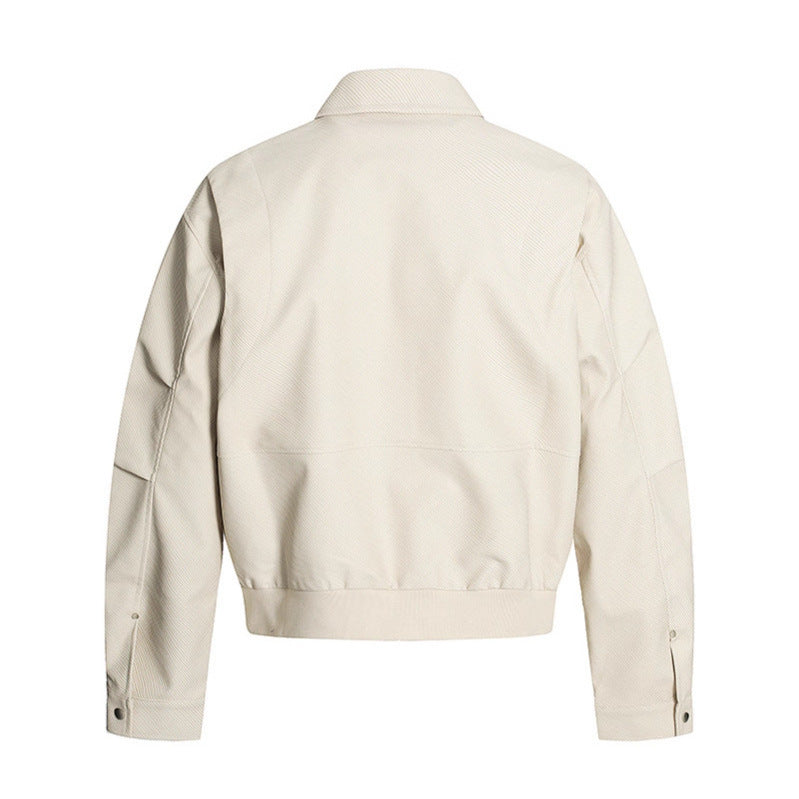 Retro Washed Distressed Leather Loose-Fit Casual All-Match Lapel Jacket Top