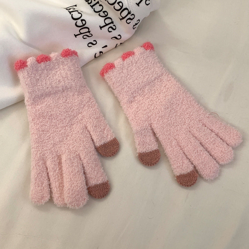 Winter Fingerless Knitted Gloves Touchscreen Warm Windproof