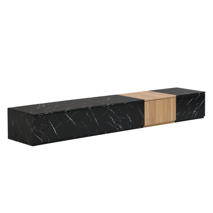 TV Stand Faux Marble Walnut Particle Board 4-Drawer Fits 88 In TV 78.7 In
