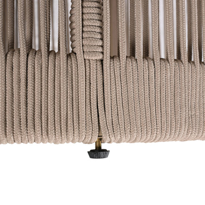 Outdoor Rattan rope & Acacia Wood Side Table - Patio Balcony Furniture for