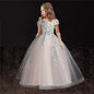 Autumn Girls Long Lace Applique Umbrella Princess Dress