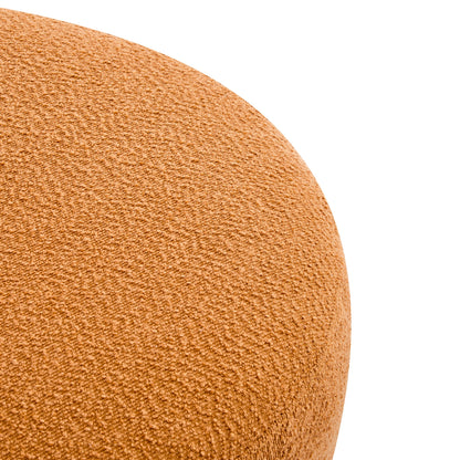 Modish Round Ottoman Boucle Top Splayed Rubberwood Legs, Pumpkin Orange