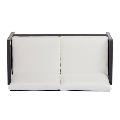 Outdoor Sofa Set Acacia Wood Textilene 4 Piece Gray White Seats 4