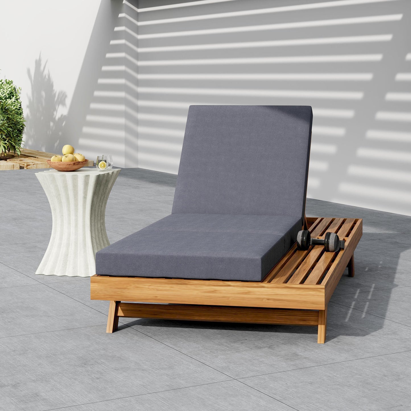 Chaise Lounge Acacia Wood Teak 79" 4 Position Adjustable