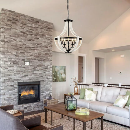 Modern White Solid Wood Chandelier