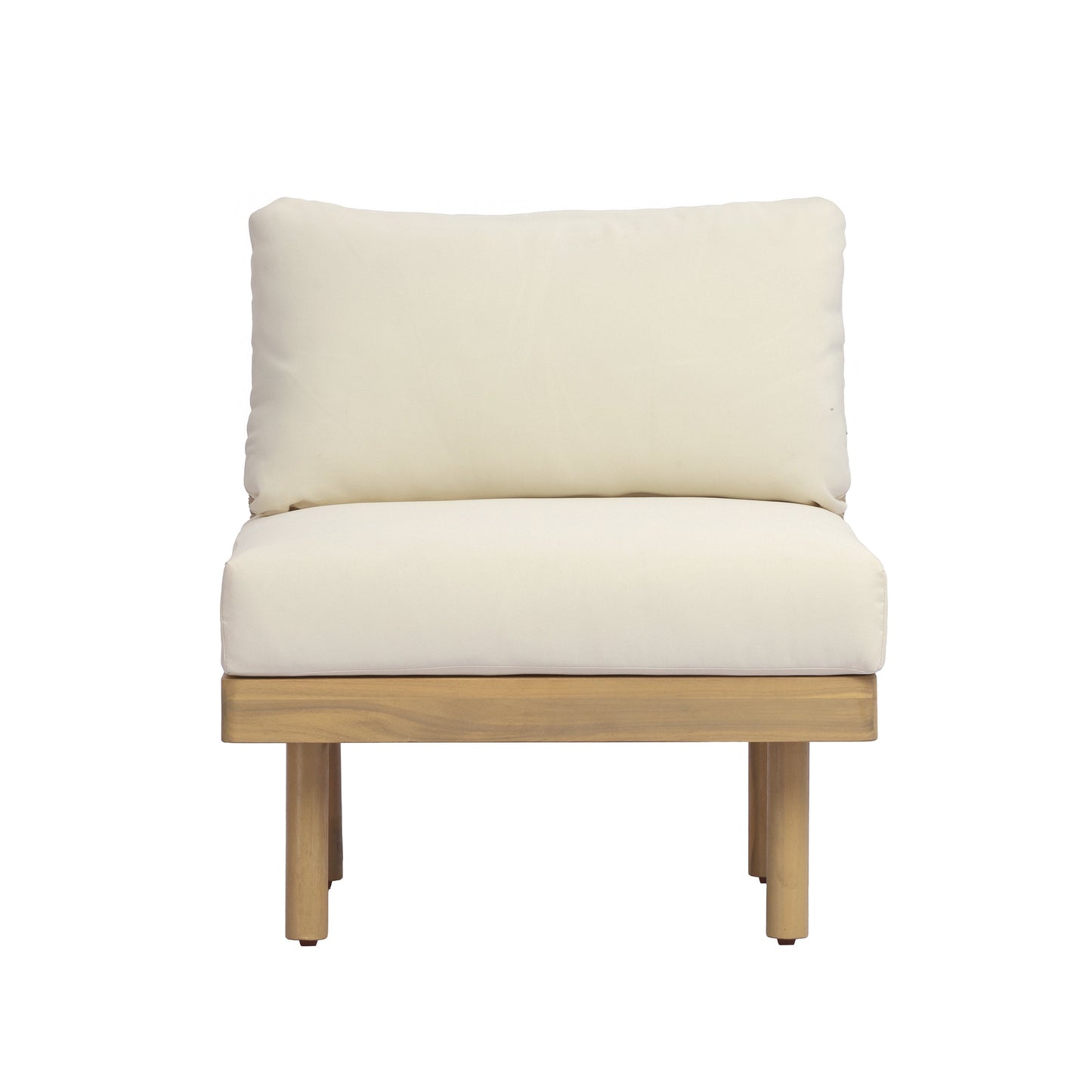 Outdoor Sectional Set Acacia Wood Rope Cream Beige Cushion 7 Piece Seats 6