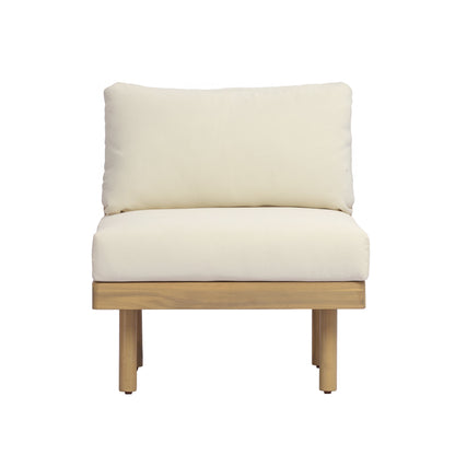 Outdoor Sectional Set Acacia Wood Rope Cream Beige Cushion 7 Piece Seats 6