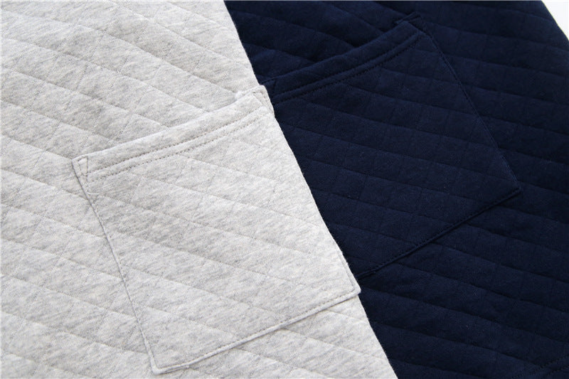 New Autumn Winter Mens Japanese-Style Pure Cotton Air-Layer Loungewear Set