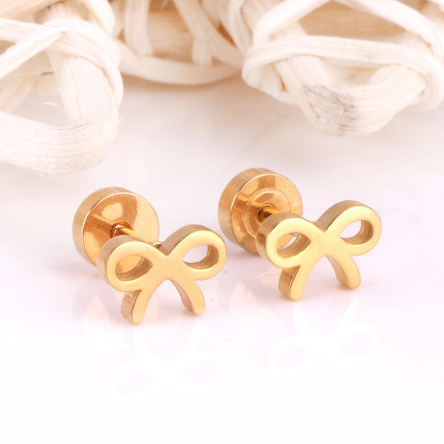 European And American Bow-knot Screw-back Stud Earrings