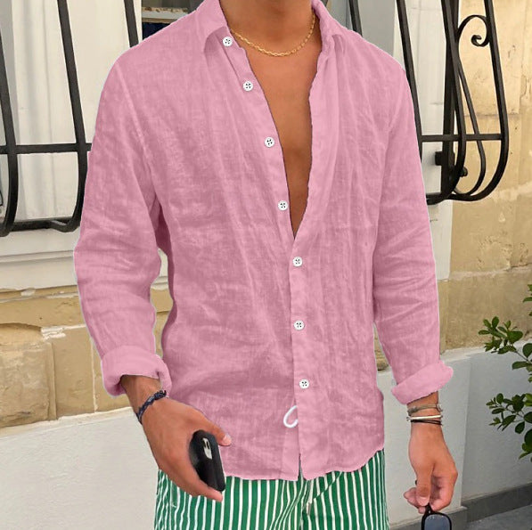 Solid-color Casual Everyday Long-sleeve Lapel Springsummer Clothing