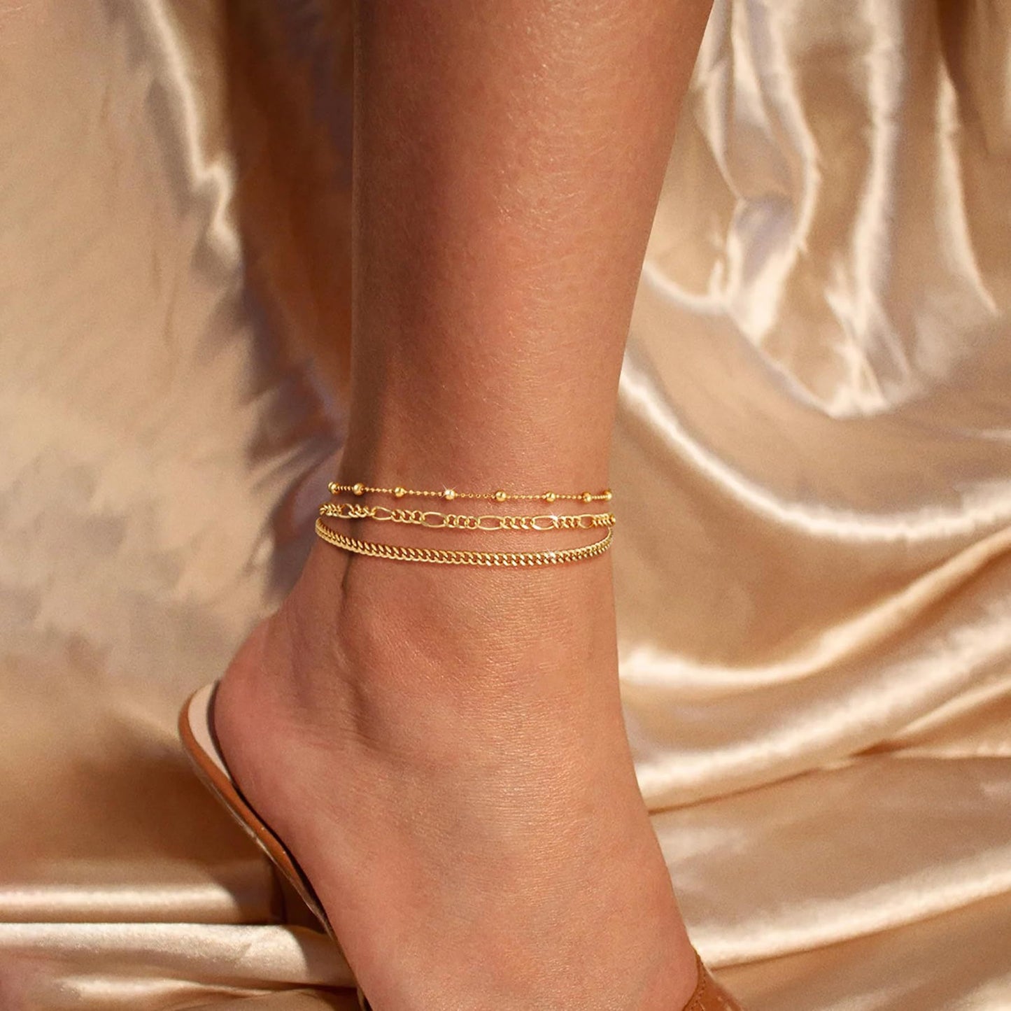 Retro Metal Versatile 3-piece Ankle Chain Set